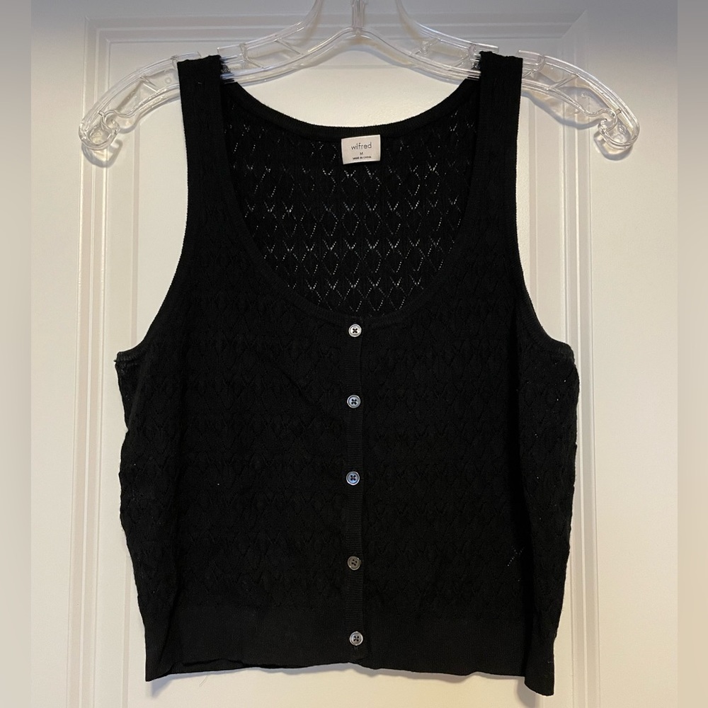 Wilfred black button up crochet tank top
